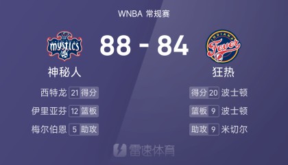 WNBA战报：西特龙21分，波士顿20分9板，神秘人88-84险胜狂热